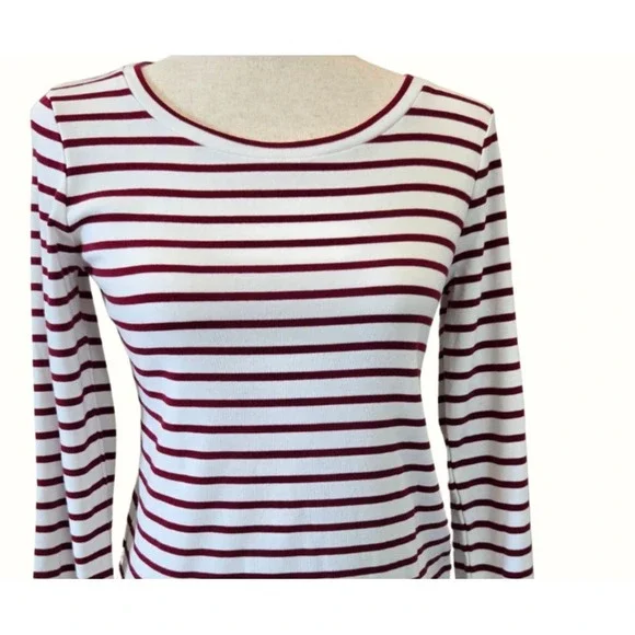 NEW Long Sleeve Womens Shirt Size M Decorative Side Slits Elbow Patches Nautical - Picture 8 of 9